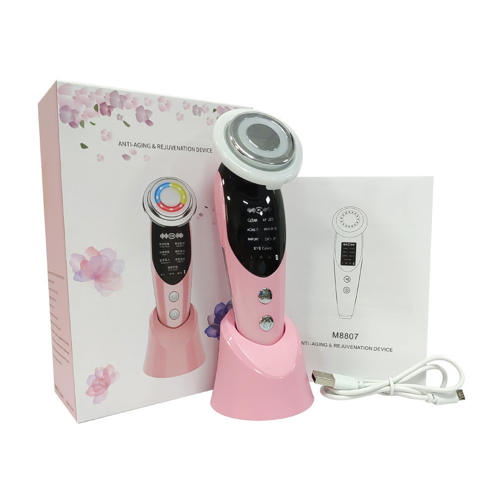 7-en-1 Du Visage Masseur EMS Micro-courant Couleur les Vibrations De Lumière LED Beauté Purification Introducteur Soins de La Peau beauté Dispositif