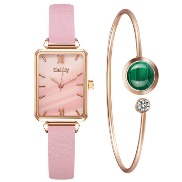 Retro Temperament Square Women's Watch Malachite Green