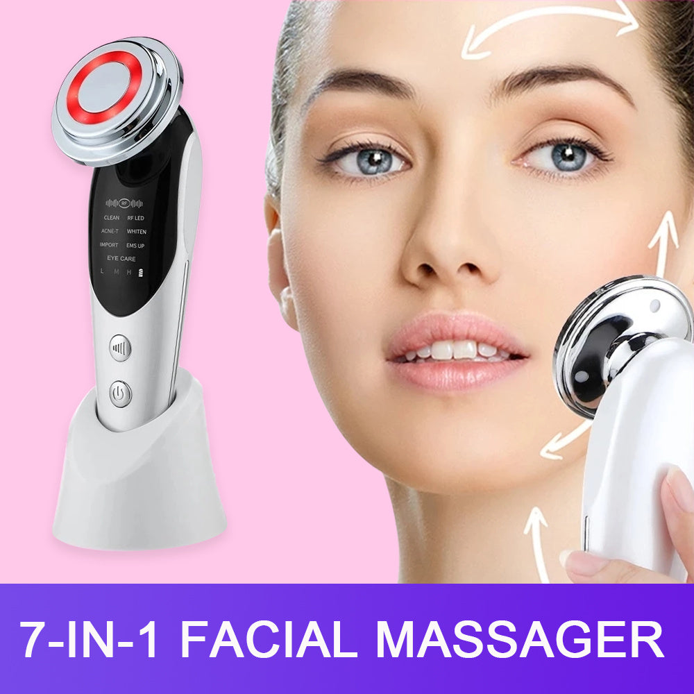 7-en-1 Du Visage Masseur EMS Micro-courant Couleur les Vibrations De Lumière LED Beauté Purification Introducteur Soins de La Peau beauté Dispositif