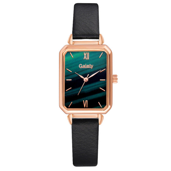 Retro Temperament Square Women's Watch Malachite Green