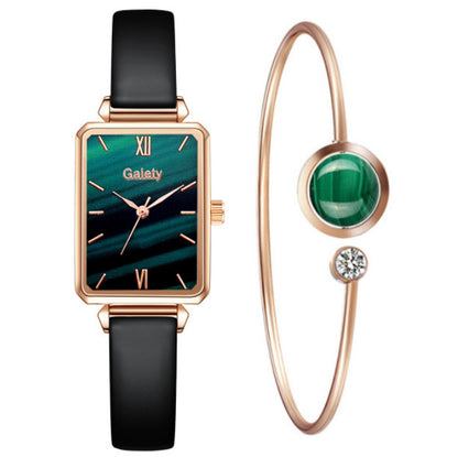 Retro Temperament Square Women's Watch Malachite Green